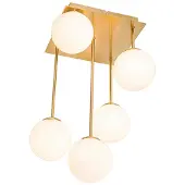 QAZQA Plafonnier moderne or avec verre opale 5 lumières - Athènes