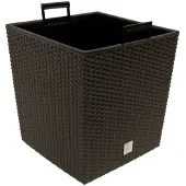 Deuba Pots à fleurs marron 35 L en résine tressée avec poignée