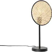 QAZQA Lampe de table rustique noire avec rotin 25 cm - Kata