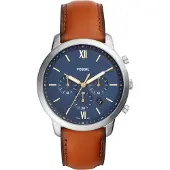 Fossil Montre à affichage analogique 'FS5453' bleu / cognac / argent
