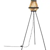 QAZQA Lampadaire trépied oriental en bambou avec noir - Evalin