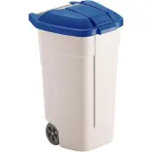 Rubbermaid Poubelle avec couvercle 100 L bleu et beige