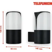 Telefunken Lampe d'extérieur SKIPTO, douille E27, 12 W, noir, IP44, Ø 9 x 18 cm