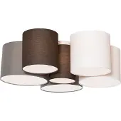 QAZQA Plafonnier blanc, gris et marron 6 lumières - Multidrum