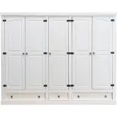 Ebuy24 New Mexico Armoire 5 tiroirs avec 3 tiroirs , largeur 244 cm, hauteur 195 cm, blanc/cire.