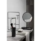 Blomus Miroir de maquillage MODO, miroir de salle de bain, miroir de maquillage, acier revêtu de titane, caoutchouc, silicone, 69085