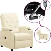 vidaXL Fauteuil relax électrique Crème similicuir