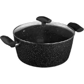 Secret De Gourmet 5five Simply Smart Casserole Caractere avec couvercle, marmite, aluminium, plastique, verre, noir, 28 cm, 111009