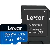 Lexar 64GB High-Performance 633x microSDHC UHS-I, jusqu'à 100MB/s en lecture 20MB/s en écriture | Carte mémoire | LMS0633064G-BNNNG | 64 GB | microSDXC | UHS-I class flash memory