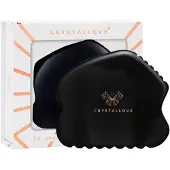 Crystallove Obsidian CONTOUR GUA SHA - Plaque de massage facial Obsidian Gua Sha