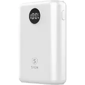 Sign Batterie externe Mini Q.C avec écran 10 000 mAh - Blanc