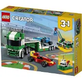 LEGO 31113 Creator Camion de transport de voitures de course 3 en 1 avec remorque, grue et bateau