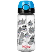 Nuby Gobelet Paille Souple Et Bouton Push En Tritan - 540 Ml - Bleu - 3 Ans +