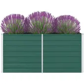 vidaXL Lit surélevé 160 x 80 x 77 cm Acier galvanisé Vert