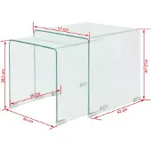 vidaXL Ensemble de deux tables d'ensemble en verre trempé Transparent