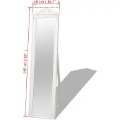 vidaXL Miroir sur pied de style baroque 160x40 cm blanc