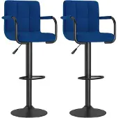 vidaXL Tabouret de bar 2 pcs. Tissu bleu
