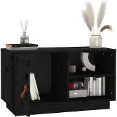 vidaXL Armoire TV noire 70x34x40 cm pin massif