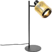 QAZQA Lampe de table industrielle noire avec or - Kayden