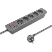 Qoltec Multiprise | 5 Prises | 1,8 m | Gris