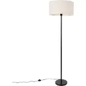QAZQA Lampadaire noir avec abat-jour gris clair 50 cm - Simplo