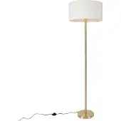 QAZQA Lampadaire en laiton avec abat-jour blanc 50 cm - Simplo