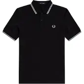 Fred perry pour homme. M3600 Polo Twin Tipped noir (L), Casuel, Coton, Manche courte