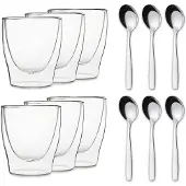 Feelino Verre à double paroi - by Klarstein duos - set de 6 - avec cuillère - 80 ml