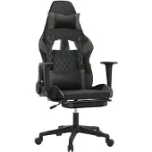 vidaXL Chaise de jeu avec repose-pieds Noir et gris Similicuir