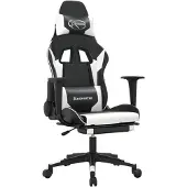 vidaXL Chaise de jeu avec repose-pieds noir et blanc similicuir