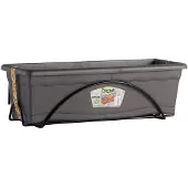 Plastiken 74809 Balcony Planter Integrated Plate With Anthracite Support 60x24 Cm Noir