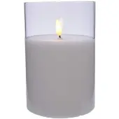 Kaemingk Bougie cire verre LED 15cm ws