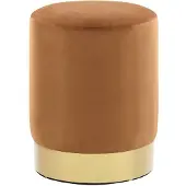 vidaXL Tabouret Marron et doré Velours 28 x 36 cm