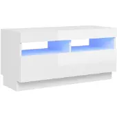 vidaXL Armoire TV avec lampes LED blanc brillant 80x35x40 cm