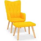 vidaXL Chaise de relaxation avec tabouret Jaune moutarde Tissu