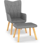 vidaXL Fauteuil relax avec pouf Tissu gris foncé
