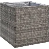 vidaXL Jardinière Gris 80x80x80 cm Résine tressée
