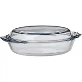 Excellent houseware Plat À Four Ronde En Verre Avec Couvercle 22.5x8cm 1,7l