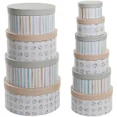 DKD Home Decor Boîte de rangement style shabby carton blanc, beige, multicolore, gris - Couleur:GRIS