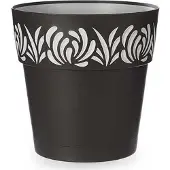 Stefanplast Jardinière Gaia ronde Réserve d'eau Graphite (29 x 29 cm)
