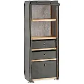 Kipit Étagère - BigBuy Home - Gris Bois Tissu - 3 Tiroirs - 2 Étagères - Moderne