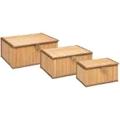 5five Simply Smart Set de 3 boîtes de rangement Bamboo, bambou, carton, polyester, marron, 161046A