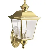 Kichler Applique d'extérieur Bay Shore en laiton poli, 1xE27x60W, laiton, dimensions : 39,3 x 17,8 x 19,7 cm, IP44,