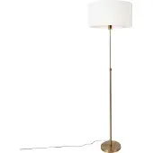 QAZQA Lampadaire réglable bronze avec abat-jour blanc 50 cm - Parte