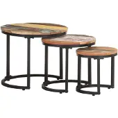 vidaXL Tables d'appoint 3 pcs Bois de récupération massif