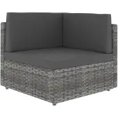 vidaXL Canapé d'angle modulaire Poly rotin gris
