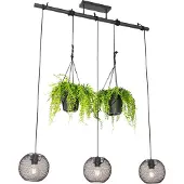 QAZQA Suspension industrielle noire 3 lumières - Flor