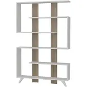 Kalune Design Bibliothèque ouverte Antalya-blanc/bois de noyer