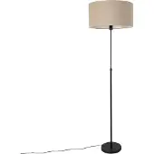 QAZQA Lampadaire noir réglable avec abat-jour marron clair 50 cm - Parte