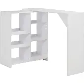 vidaXL Table de bar avec étagère mobile blanc 138x39x110 cm